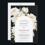 Einladung des White Peony Floral Black Wedding Arc<br><div class="desc">Weiße Perlenblumensuite. Schwarz</div>
