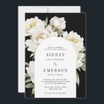 Einladung des White Peony Floral Black Wedding Arc<br><div class="desc">Weiße Perlenblumensuite. Schwarz</div>