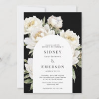 Einladung des White Peony Floral Black Wedding Arc