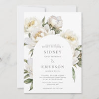 Einladung des White Peony Floral Wedding Arch