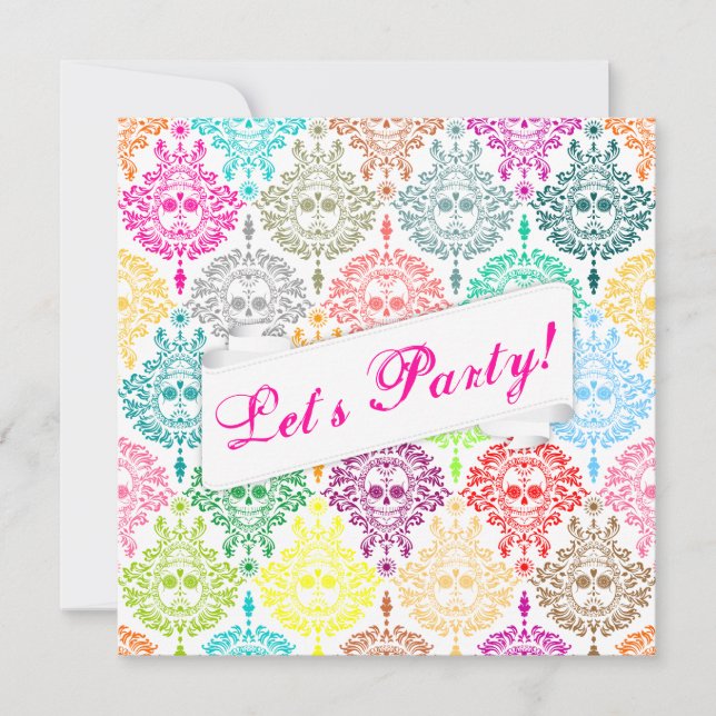 Einladung des Zuckerschäkels für den Toten Damast (Vorderseite)