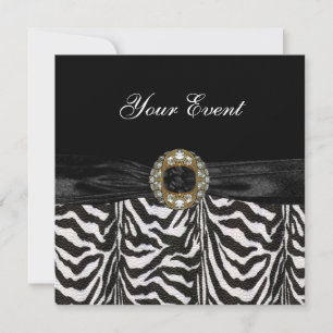 Einladung Diamant Juwel Schwarz Weiß Zebra