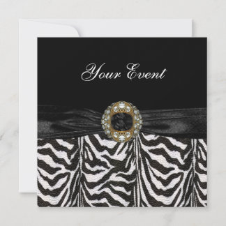 Einladung Diamond Jewel Schwarz-weiß Zebra