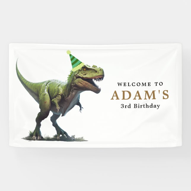 Einladung Dinosaur zum Geburtstag, drei Nachmittag Banner (Horizontal)