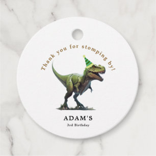 Einladung Dinosaur zum Geburtstag, drei Nachmittag Geschenkanhänger