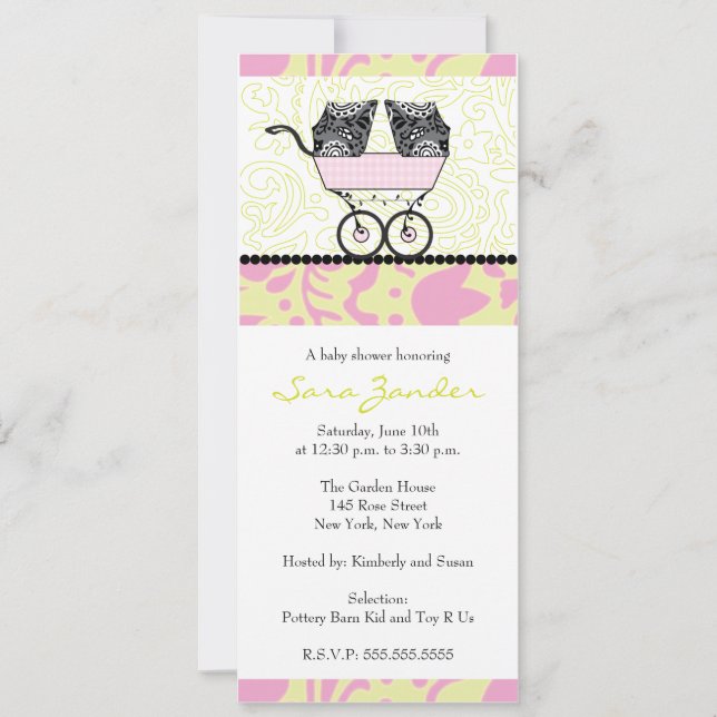 Einladung einer Babydusche von zwei Mädchen - Baby (Vorderseite)