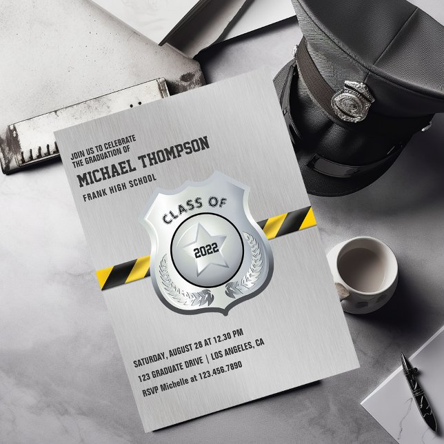 Einladung einer Gruppe zum Thema "Polizeiliche Gra (Police Graduation Party Invitation)