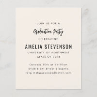 Einladung einer modernen Cream Graduation Party