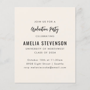 Einladung einer modernen Cream Graduation Party