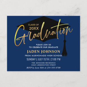 Einladung einer modernen Minimalistischen Graduier Postkarte
