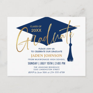 Einladung einer modernen Minimalistischen Graduier Postkarte