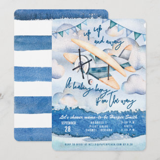 Einladung eines Babyboys mit Aquarell