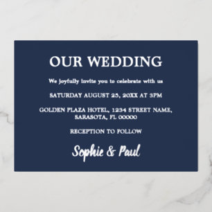 Einladung eines Blue Wedding Foil