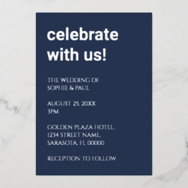 Einladung eines einfachen Navy Blue Wedding Foil