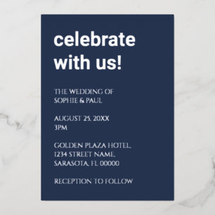 Einladung eines einfachen Navy Blue Wedding Foil