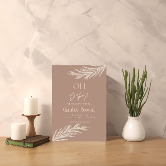 Einladung eines einfachen neutralen Tone Boho Gesc (Von Creator hochgeladen)