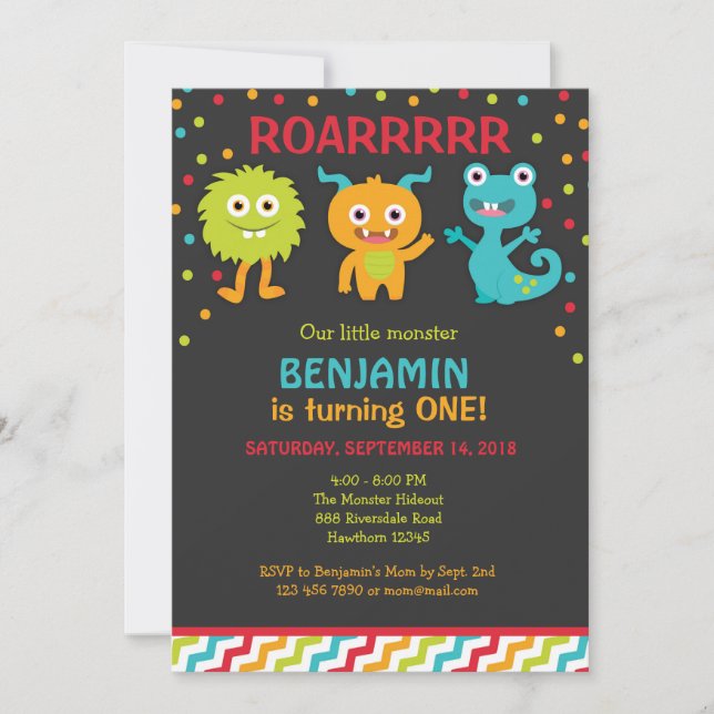 Einladung eines kleinen Monsters zum Geburtstag, E (Vorderseite)
