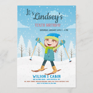 Einladung eines Mädchens auf Skis