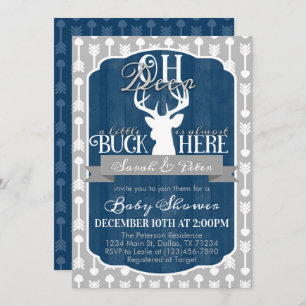 Einladung eines Navy Blue Gray Tribal Deer Baby Sh