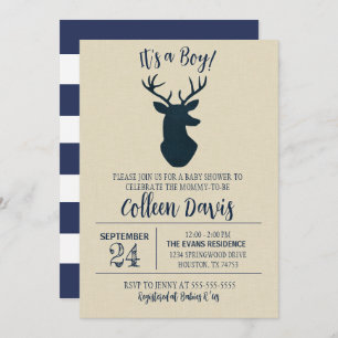 Einladung eines Navy Deer Baby Shower