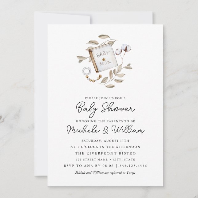 Einladung eines neutralen Babyduschers (Vorderseite)