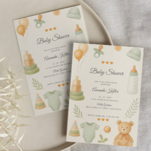 Einladung eines neutralen Pastel-Babyduschs
