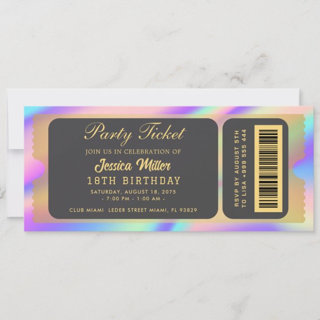 Einladung eines opal Party Tickets (Vorderseite)
