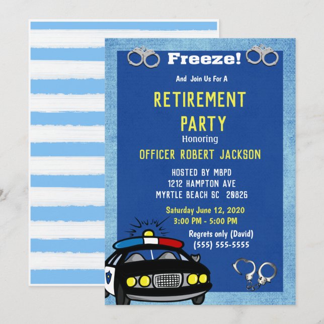 Einladung eines sonnigen Polizeibeamten zur Einste (Vorne/Hinten)