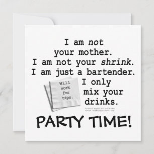 Einladung, Einladungen - ICH BIN EIN BARTENDER