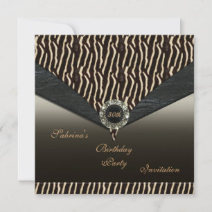 Einladung Elegant 30. Metal Schwarz Juwel Tier