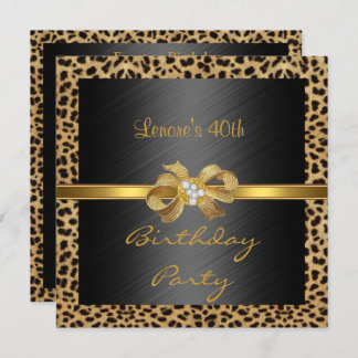 Einladung Elegant 40. Geburtstag Leopard Gold