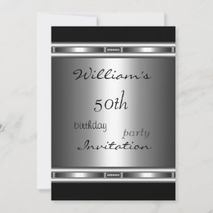 Einladung Elegant Silber Schwarz 50. Geburtstag