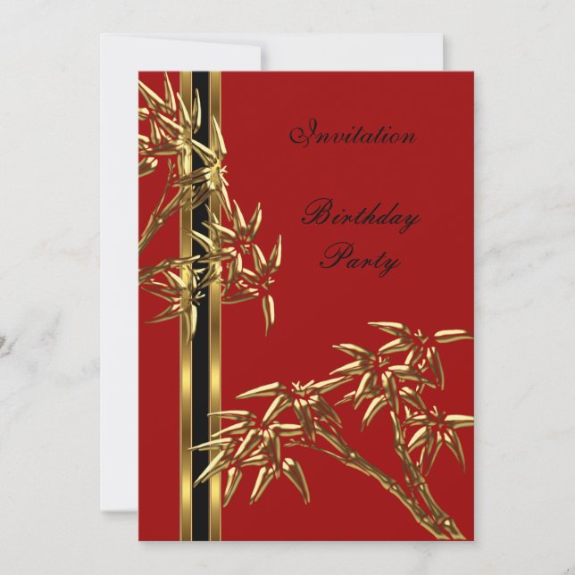 Einladung Elegante Geburtstagsparty Asian Bamboo (Vorderseite)