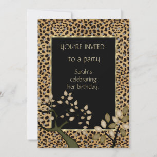 Einladung Eleganter Leopard Baum Blumenmuster