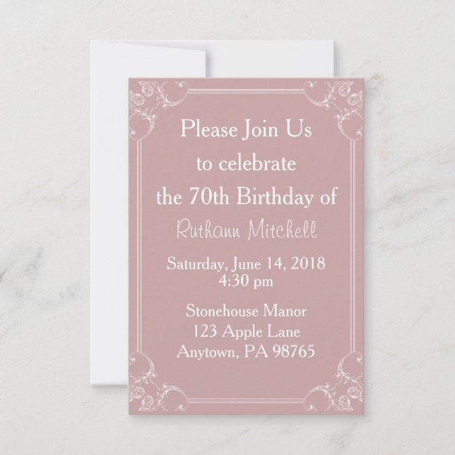 Einladung extravaganter Rahmen zum Geburtstag (Vorderseite)