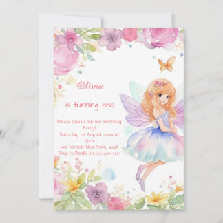 Einladung Fairy 1. Geburtstag