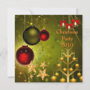 Einladung Feiertag Weihnachtsfeier Rot Gold Grün