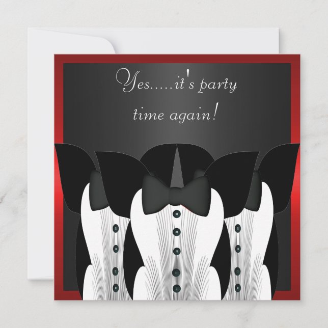 Einladung Formal Geburtstag Tuxedo Black Krawatte  (Vorderseite)