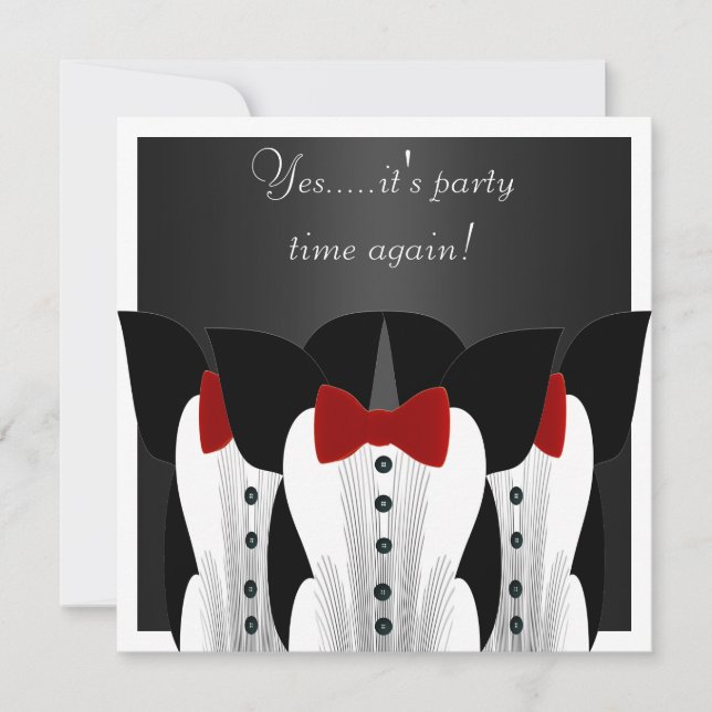 Einladung Formal Tuxedo Black Red Krawatte Anzug 3 (Vorderseite)