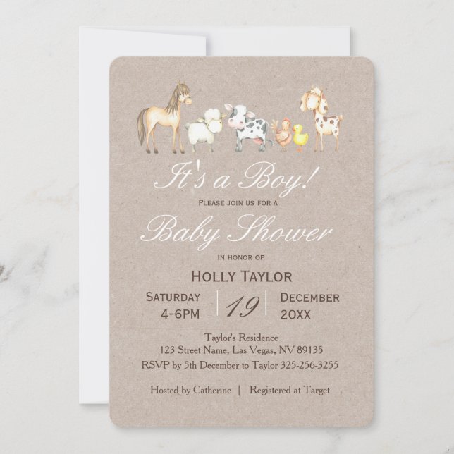 Einladung für Baby-Dusche in landwirtschaftlichen  (Vorderseite)
