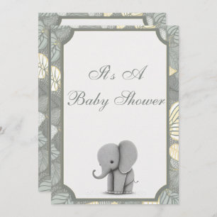 Einladung für Baby Elephant Non Gender Baby Dusche