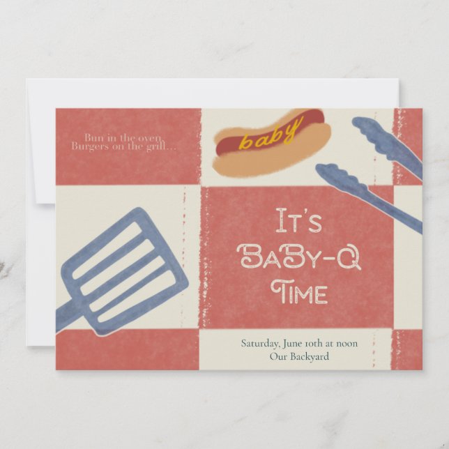 Einladung für Baby-Q-Babydusche (Vorderseite)