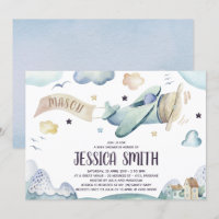 Einladung für Babydusche mit Wasserfarbe
