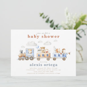 Einladung für Babydusche von Zugtieren   Zug