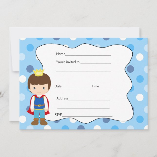 Einladung für die Prince Birthday Baby Dusche füll (Vorderseite)