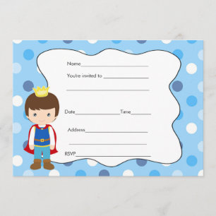 Einladung für die Prince Birthday Baby Dusche füll