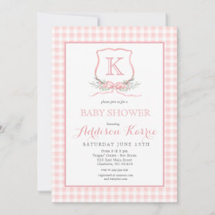 Einladung für eine Babydusche mit Preppy Monogram 
