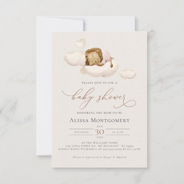 Einladung für eine Babydusche von Lion (Vorderseite)