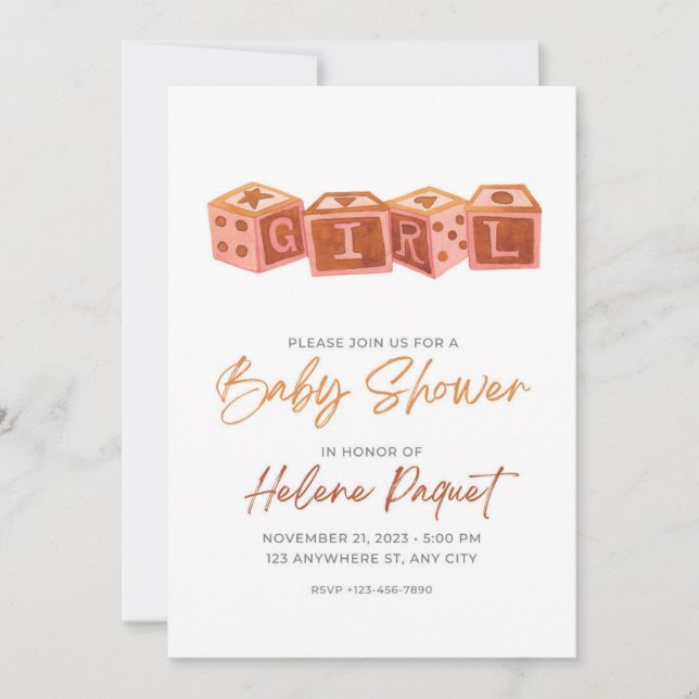 Einladung für eine klassische Babydusche (Vorderseite)