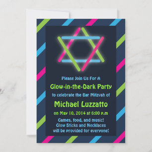 Einladung für Glow-in-the-Dark Bar & Bat Mitzvah